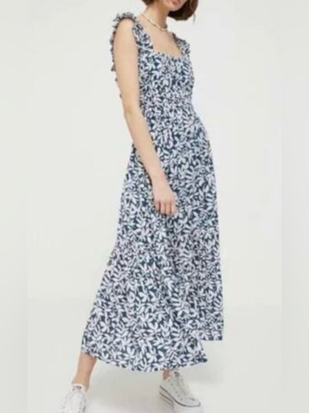 Abercrombie & Fitch Blue and White Floral Maxi Dress Size XL